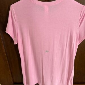 ALO All Day Short Sleeve, Color: Sweet Pink, Size: Medium